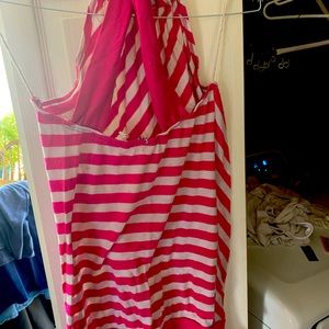 Pink & white striped halter top